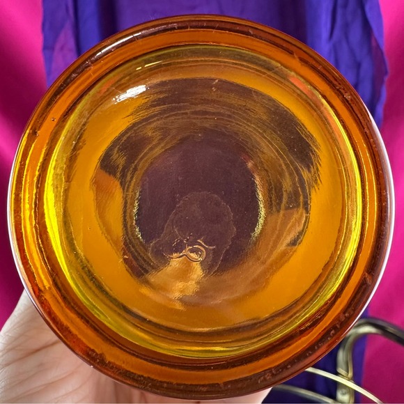 Vintage 1970s Amber Yellow Rings Glass – Libbey Style Retro Tumbler 5.5 in - Picture 7 of 12